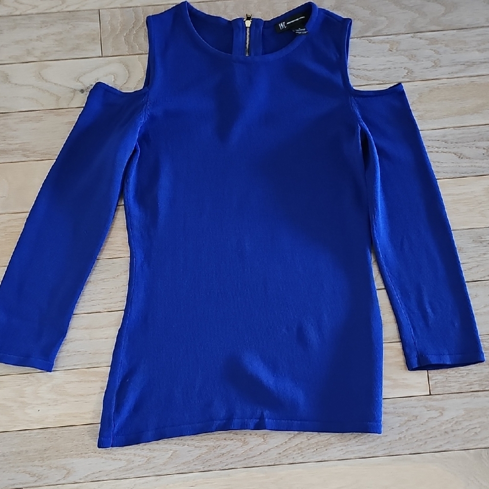 INC Blue Cold Shoulder Top